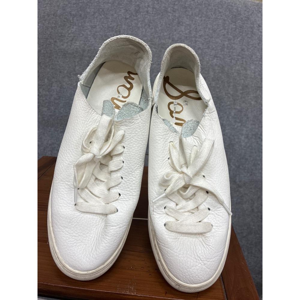 Sam Edelman Aubrie White Pebbled Leather Low Top Platform Sneakers Womens 7.5